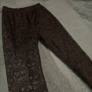 ROMWE Brown Lace Skinny Pants